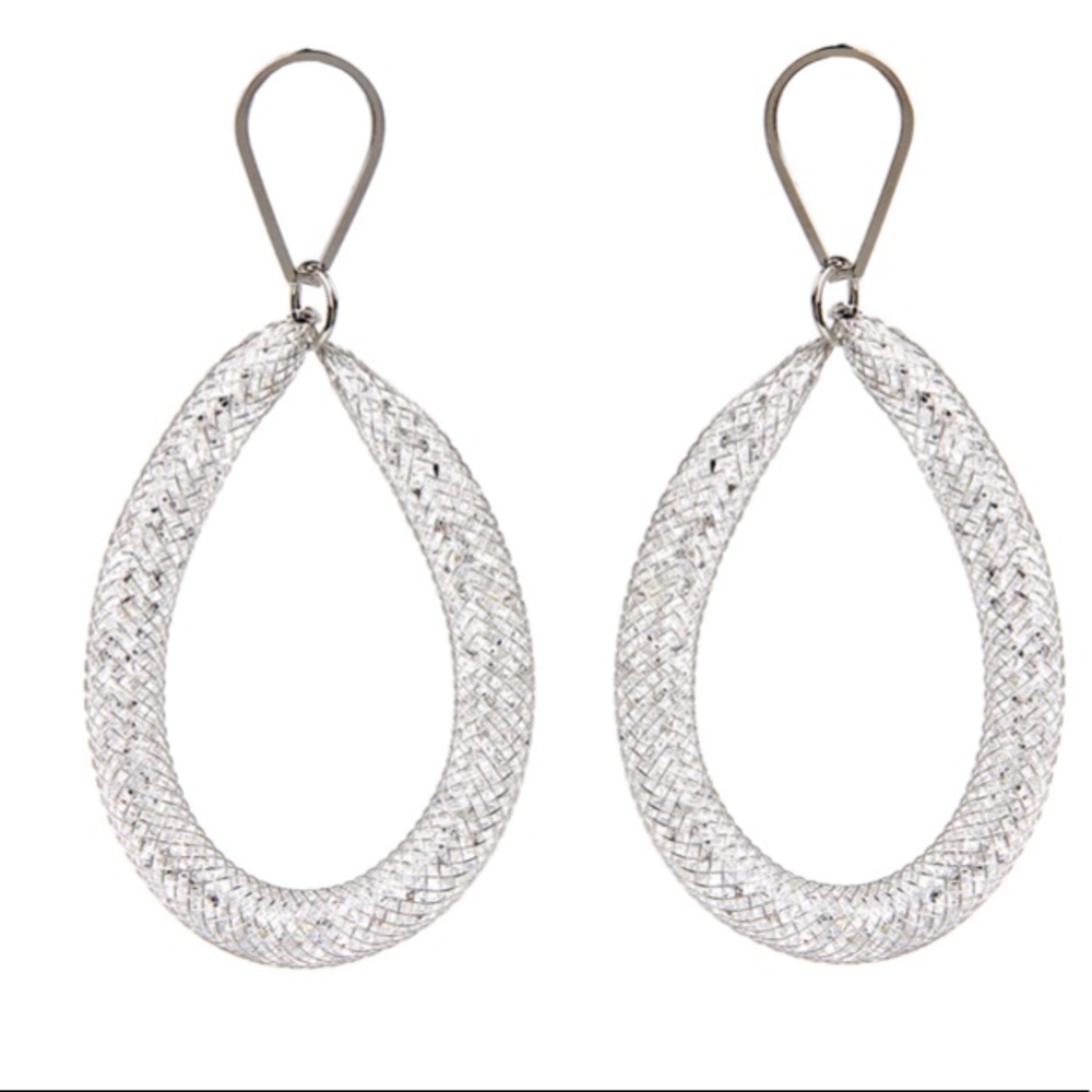 Amrita Singh Crystal Mesh Teardrop Earrings, Silver